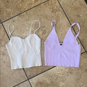 SIGNATURES & H&M Brands
 TWO Crop Camisoles in Cream and Lavender